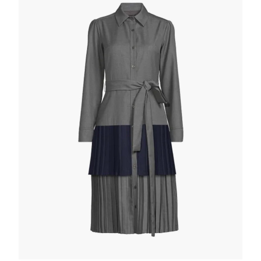 Celeste Gray and Navy Long Sleeve Dress